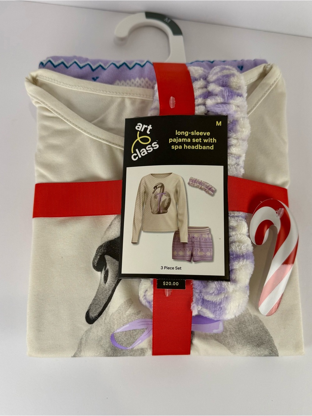 art class 3pc Pajama Set w/ Spa Headband Goose Fleece Flame Resistant M